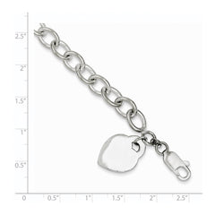 Sterling Silver Polished Engraveable Heart Bracelet QG1475-7.25