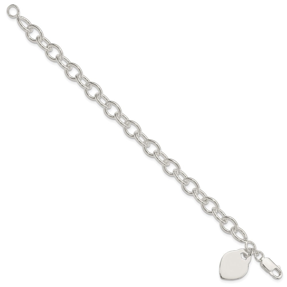 Sterling Silver Polished Engraveable Heart Bracelet QG1475-7.25