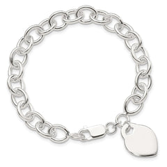 Sterling Silver Polished Engraveable Heart Bracelet QG1475-7.25