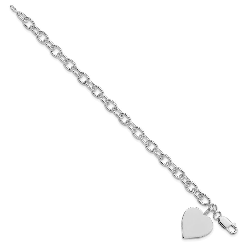 Sterling Silver Rhodium-plated Heart Fancy Link Bracelet QG1476R-7.25