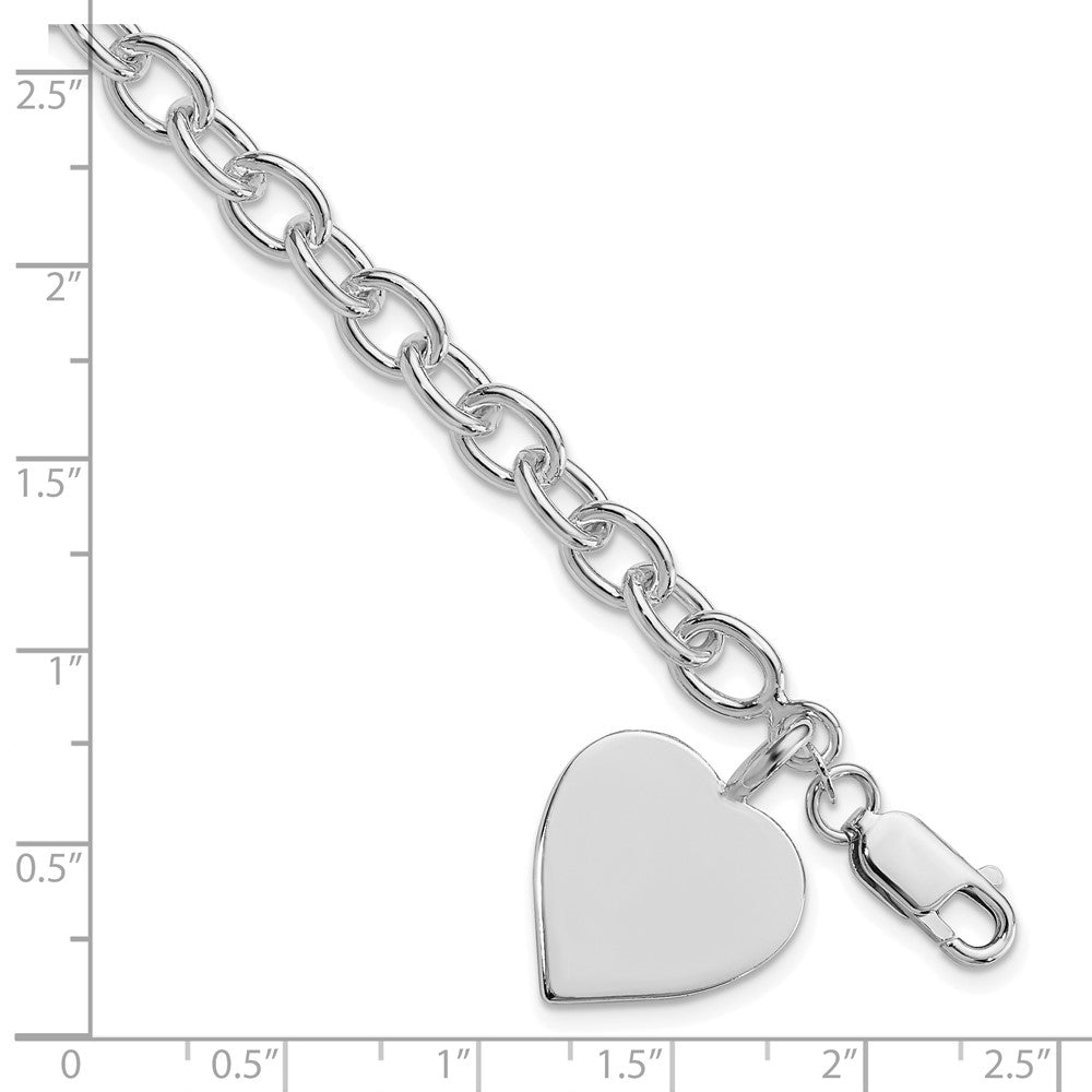 Sterling Silver Rhodium-plated Heart Fancy Link Bracelet QG1476R-7.25