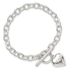 Sterling Silver LOVE Puffed Heart Charm Bracelet QG1480-7.5