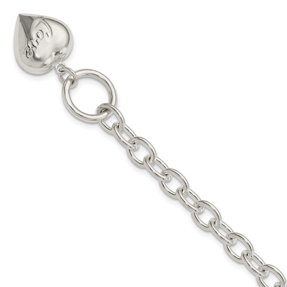 Sterling Silver LOVE Puffed Heart Charm Bracelet QG1480-7.5
