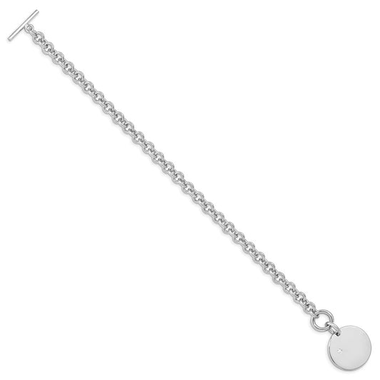 Sterling Silver Rhodium-plated .03ct Diamond Disc Bracelet QG1498-7.5