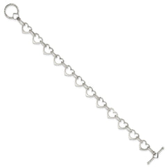 Sterling Silver Heart and Circle Link Bracelet QG1503-7.5