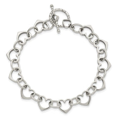 Sterling Silver Heart and Circle Link Bracelet QG1503-7.5