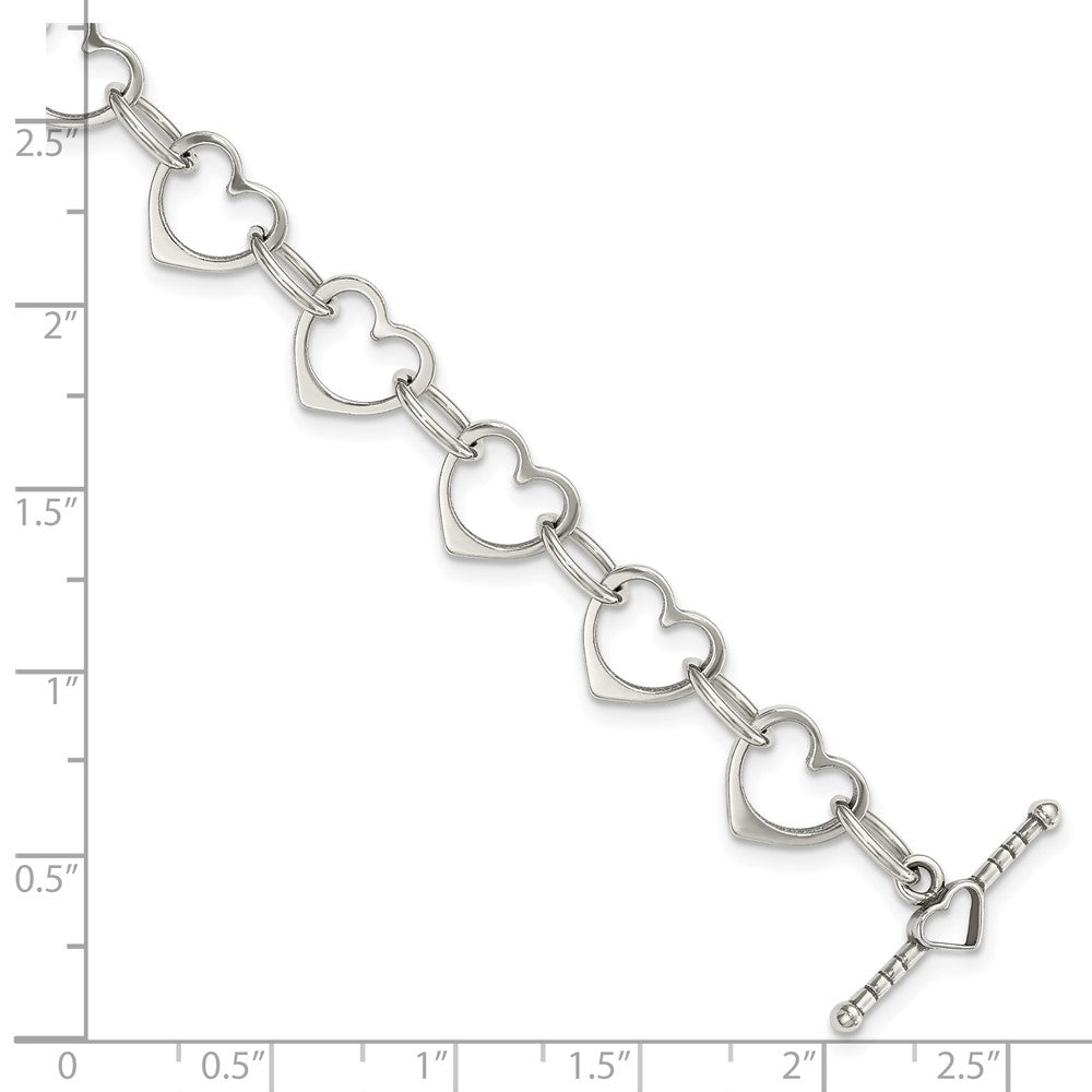 Sterling Silver Heart and Circle Link Bracelet QG1503-7.5