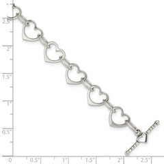 Sterling Silver Heart and Circle Link Bracelet QG1503-7.5