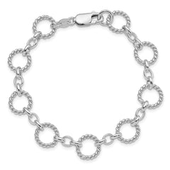 Sterling Silver Twist Circle Link Bracelet QG1527-7.25