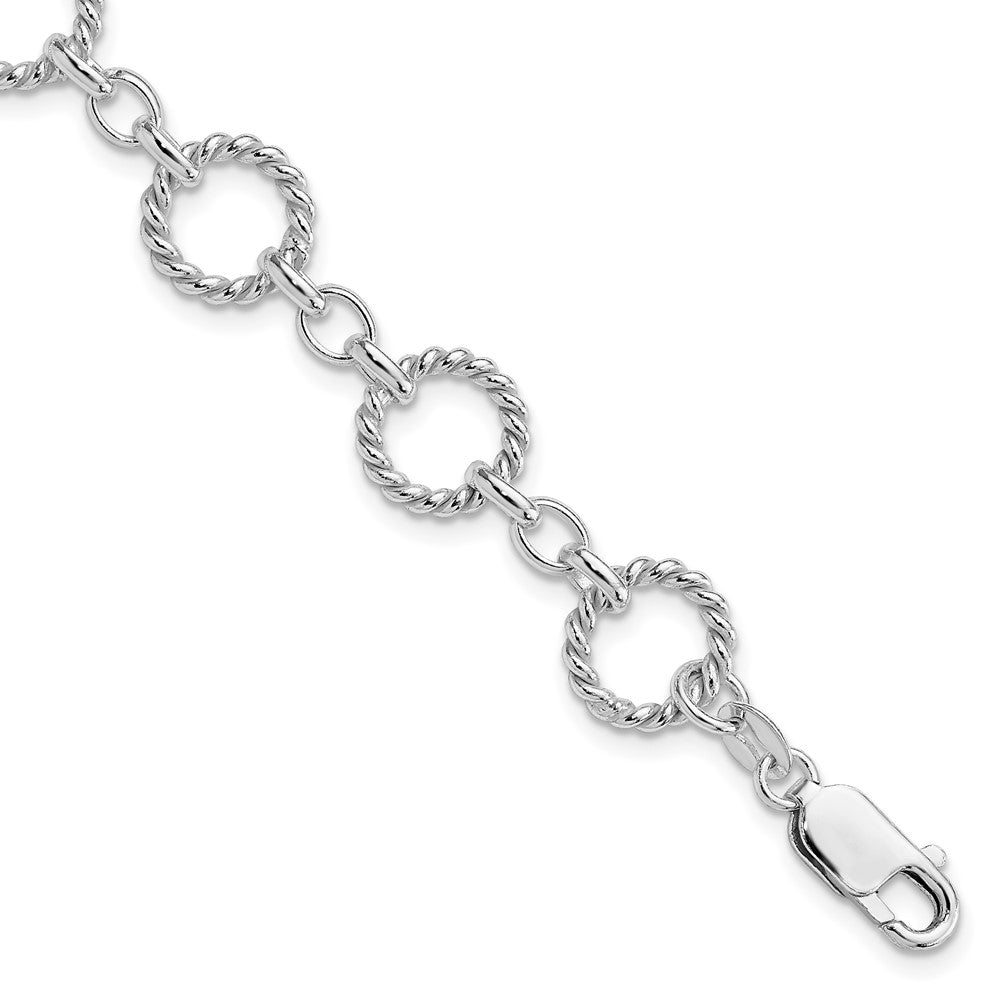 Sterling Silver Twist Circle Link Bracelet QG1527-7.25