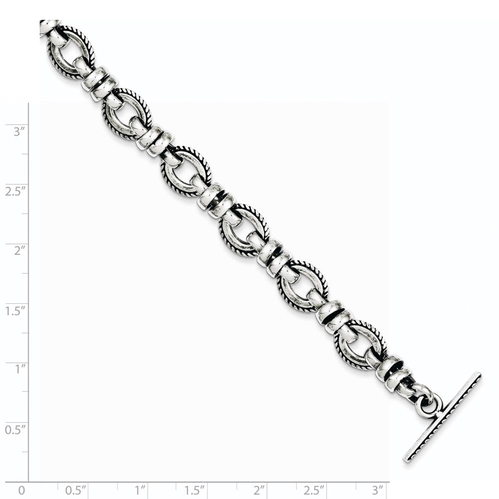 Sterling Silver Antiqued Fancy Link Bracelet QG1612-7.5