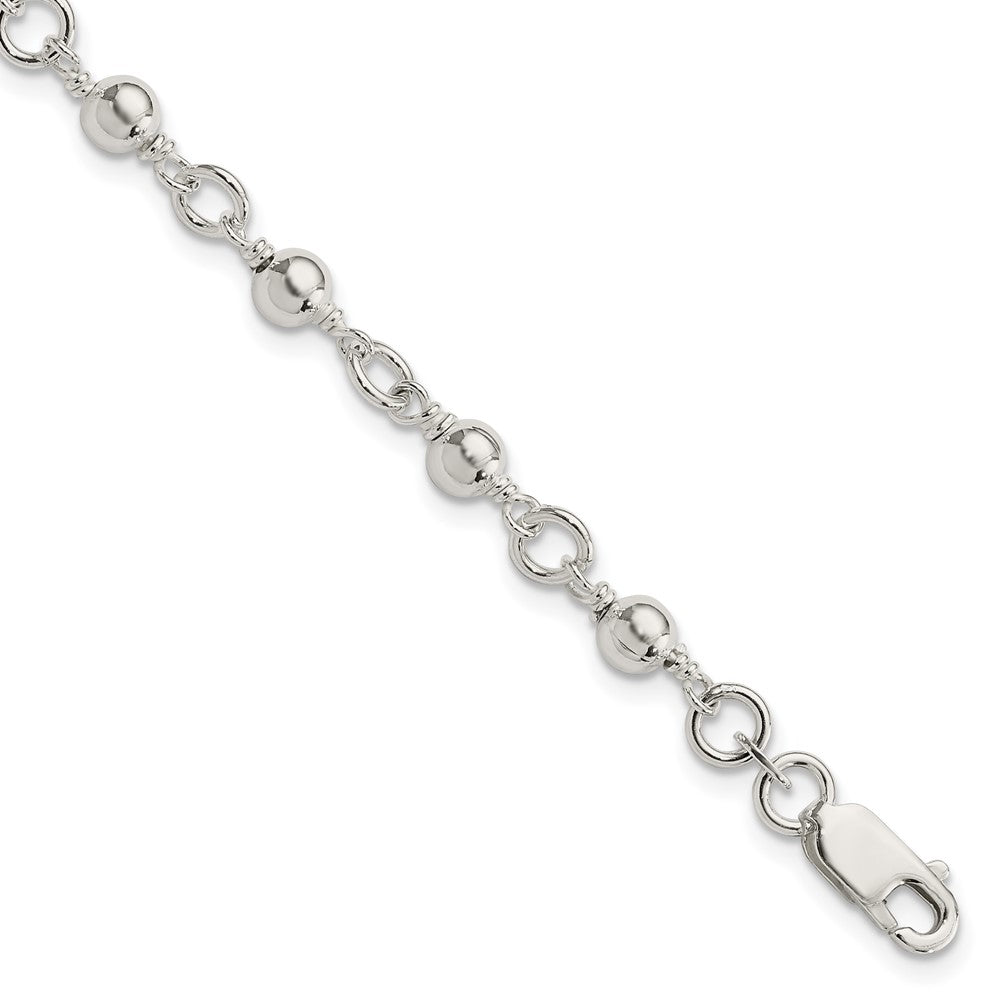 Sterling Silver Beaded Fancy Link Bracelet QG1628-7