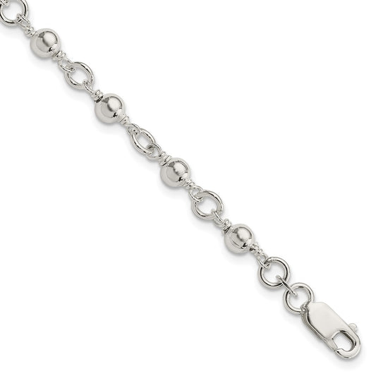 Sterling Silver Beaded Fancy Link Bracelet QG1628-7