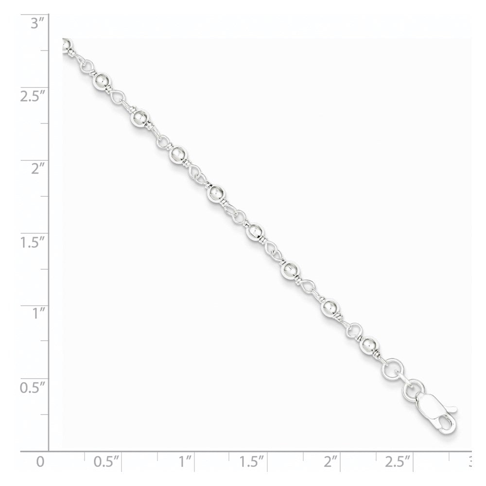 Sterling Silver Bead and Link Bracelet QG1629-7.25