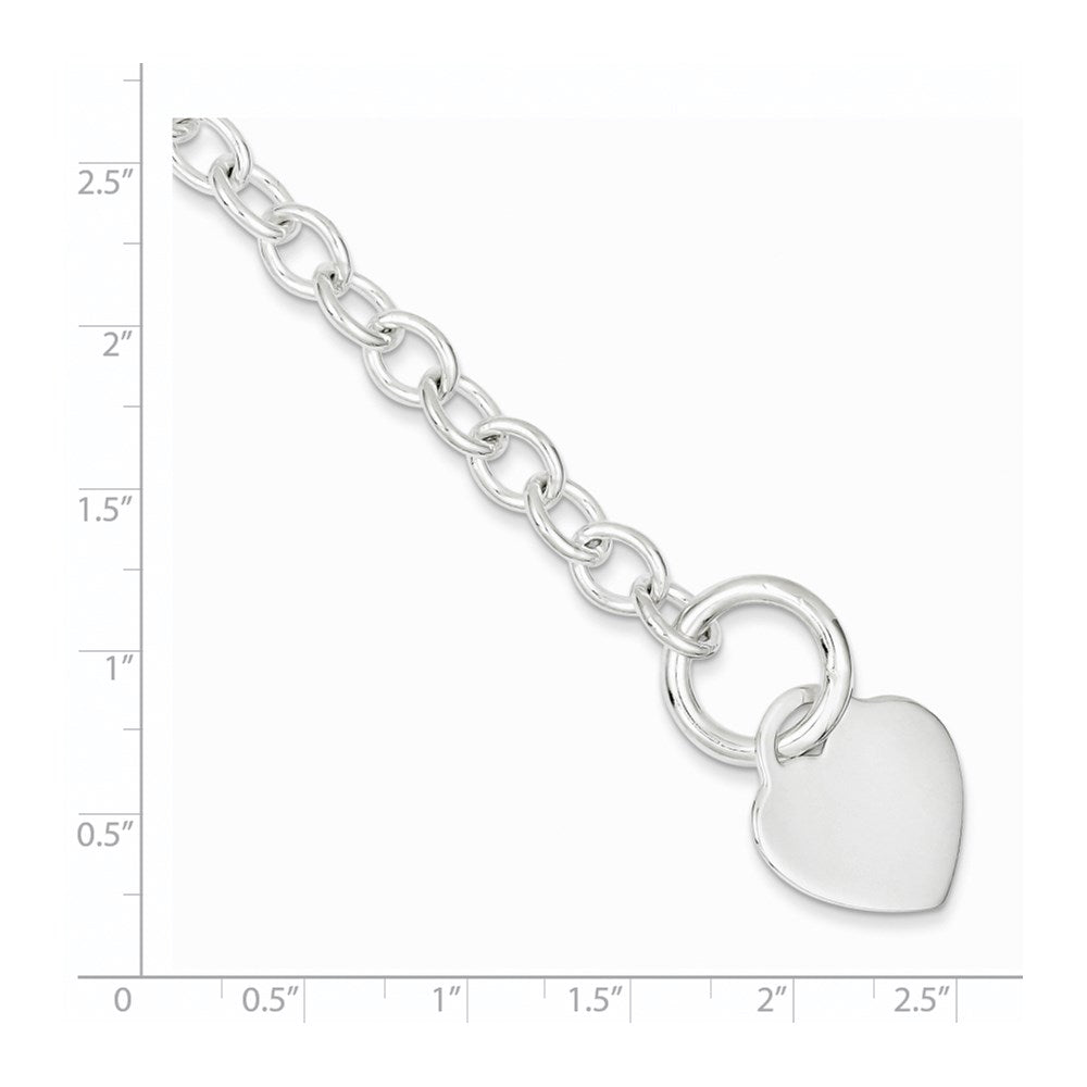Sterling Silver Engraveable Heart Disc Toggle Bracelet QG2169-7.75