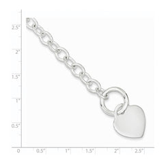 Sterling Silver Engraveable Heart Disc Toggle Bracelet QG2169-7.75