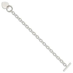 Sterling Silver Engraveable Heart Disc Toggle Bracelet QG2169-7.75