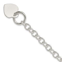Sterling Silver Engraveable Heart Disc Toggle Bracelet QG2169-7.75