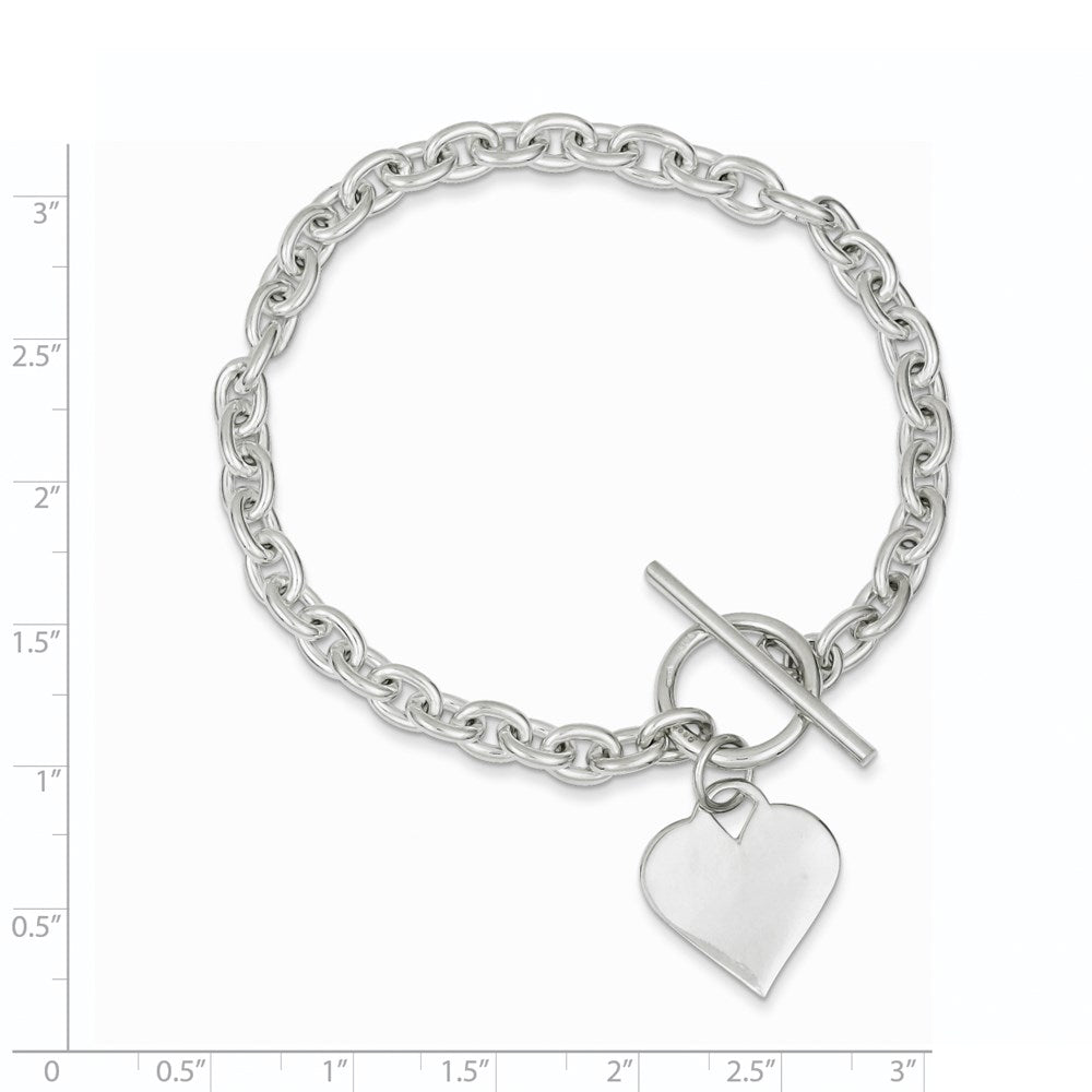Sterling Silver Engraveable Heart Toggle Bracelet QG2170-8