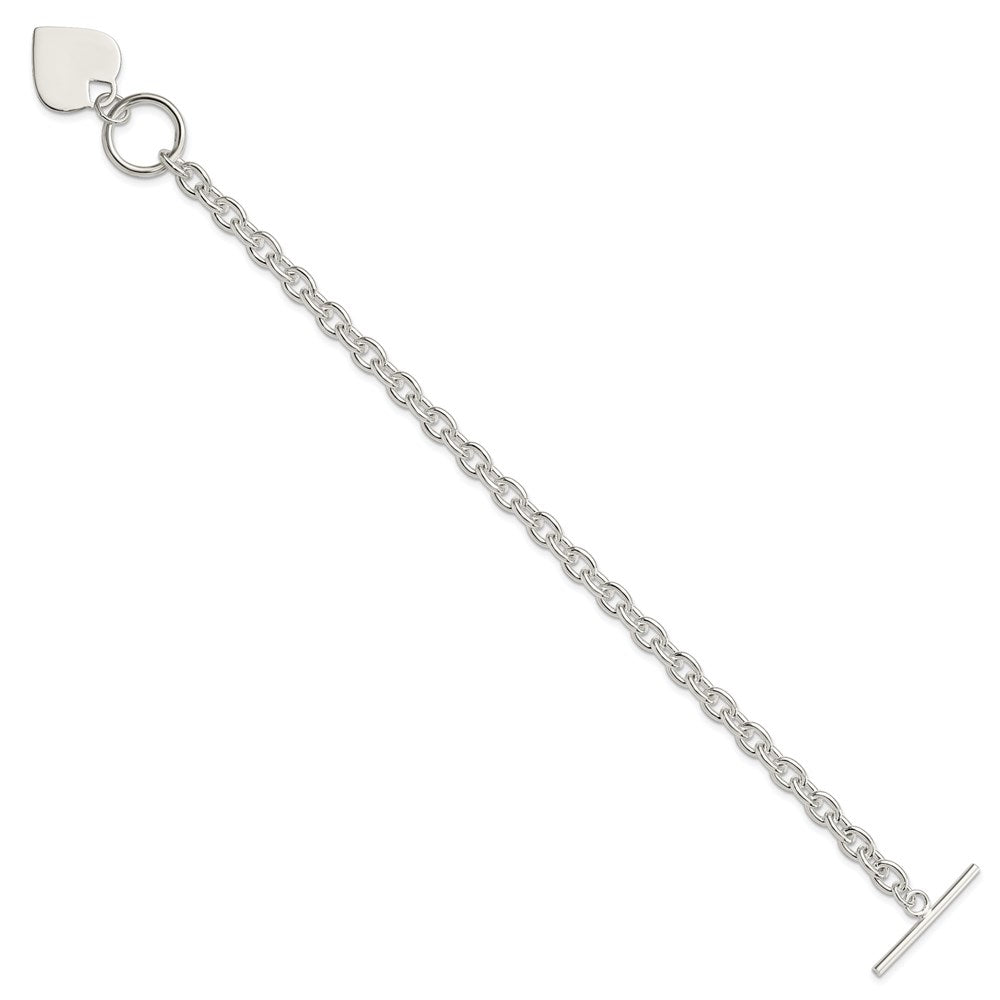 Sterling Silver Engraveable Heart Toggle Bracelet QG2170-8