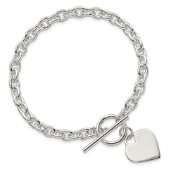Sterling Silver Engraveable Heart Toggle Bracelet QG2170-8