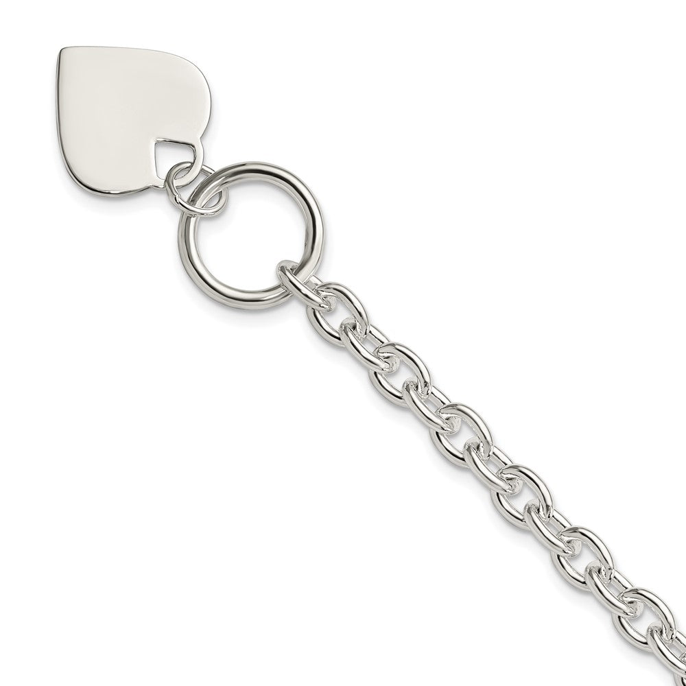 Sterling Silver Engraveable Heart Toggle Bracelet QG2170-8