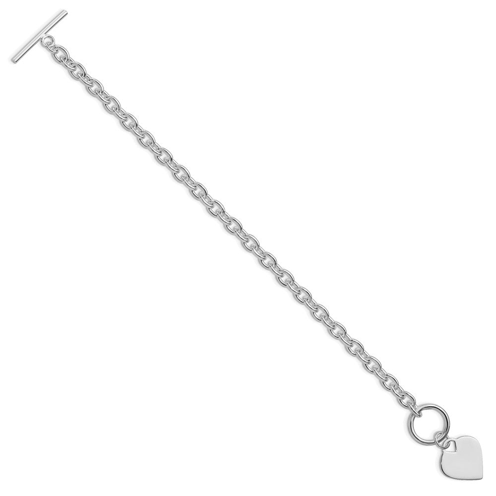 Sterling Silver Rhodium-plated Heart Toggle Bracelet QG2170R-8