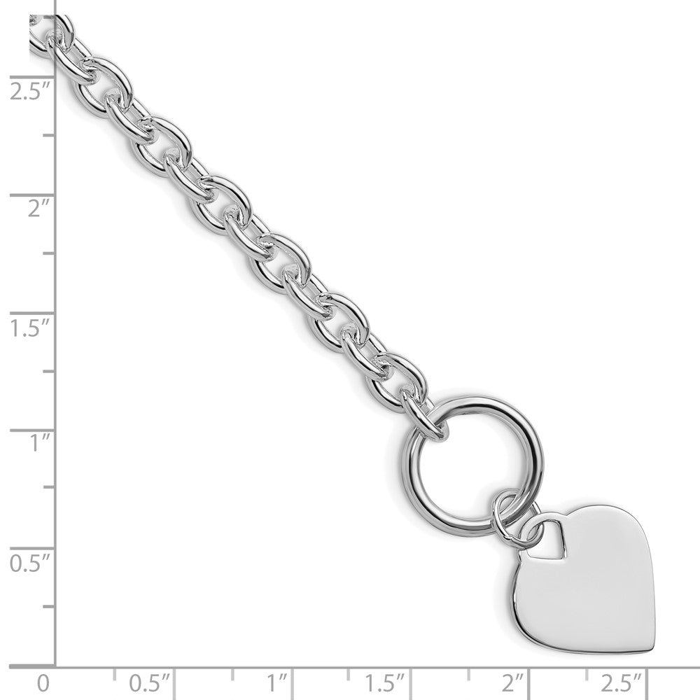 Sterling Silver Rhodium-plated Heart Toggle Bracelet QG2170R-8