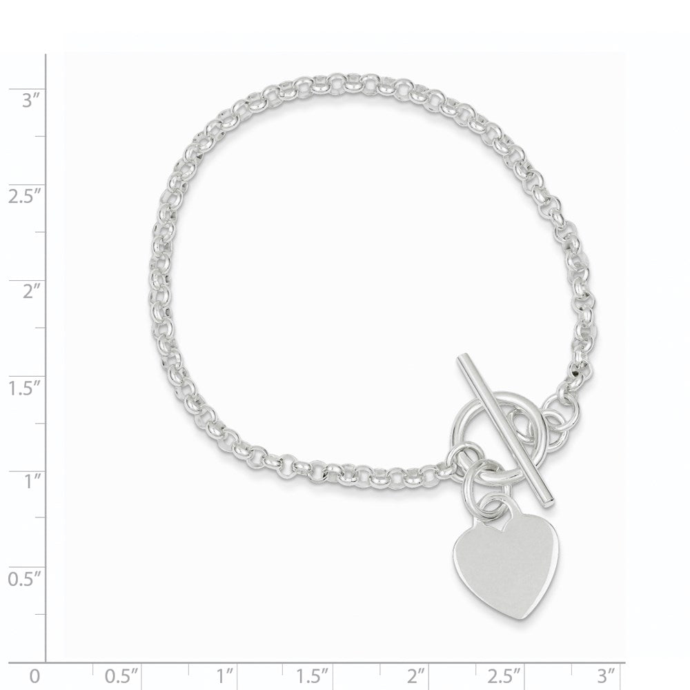 Sterling Silver Fancy Engraveable Heart Bracelet QG2172-7.5