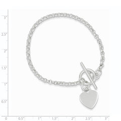 Sterling Silver Fancy Engraveable Heart Bracelet QG2172-7.5
