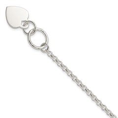 Sterling Silver Fancy Engraveable Heart Bracelet QG2172-7.5