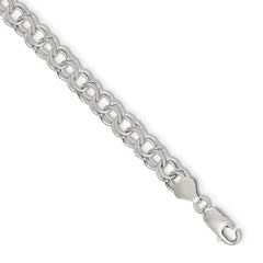 Sterling Silver 7.6mm Double Link Charm Bracelet QG2205-6