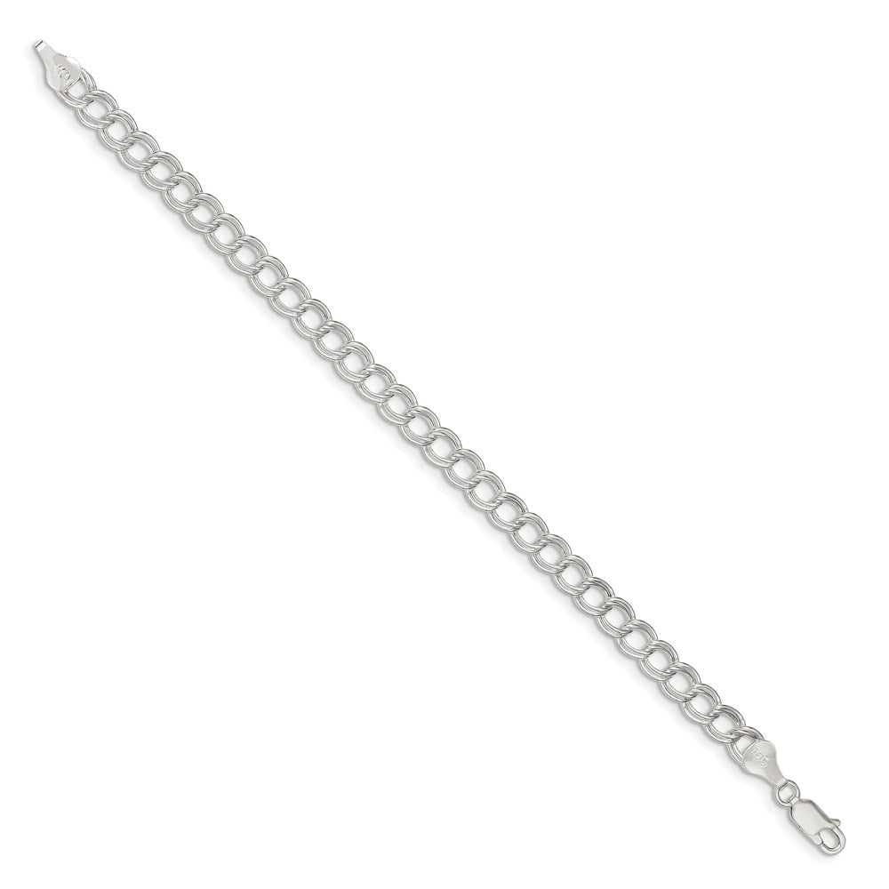 Sterling Silver 6mm Semi-Solid Double Link Charm Bracelet QG2209-6