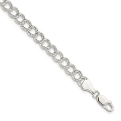 Sterling Silver 6mm Semi-Solid Double Link Charm Bracelet QG2209-7