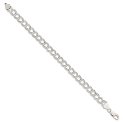 Sterling Silver 7.5mm Semi-Solid Double Link Charm Bracelet QG2210-7.5