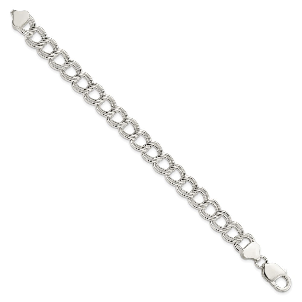 Sterling Silver 10.5mm Semi-Solid Double Link Charm Bracelet QG2211-7.5