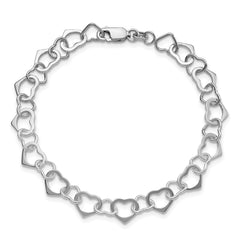 Sterling Silver Rhodium-plated Hearts Bracelet QG2260R-7.5