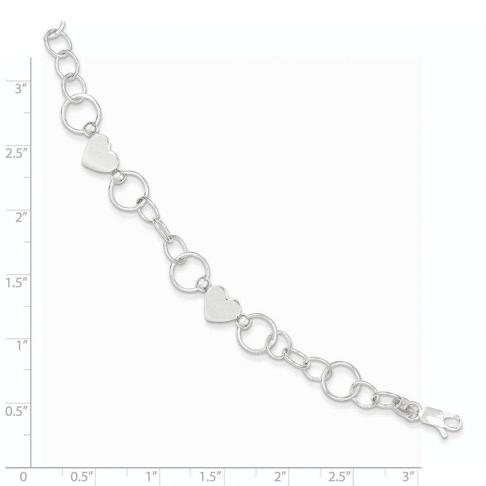 Sterling Silver Heart Bracelet QG2310-7.5