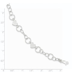 Sterling Silver Heart Bracelet QG2310-7.5
