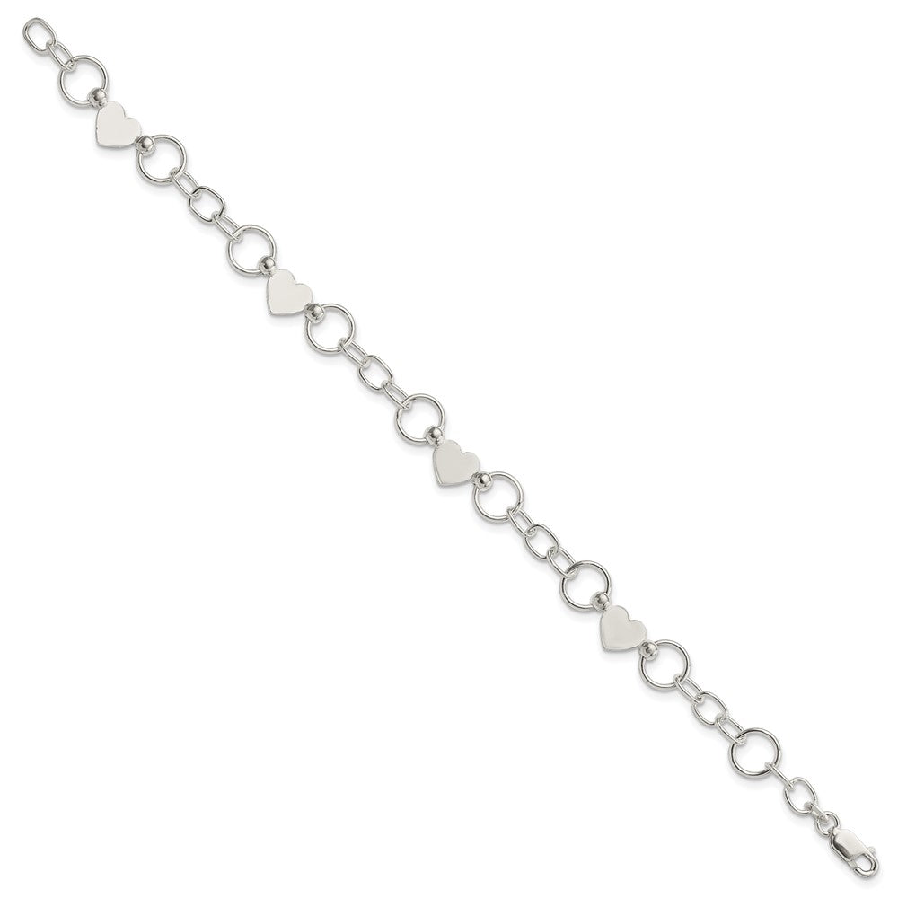 Sterling Silver Heart Bracelet QG2310-7.5