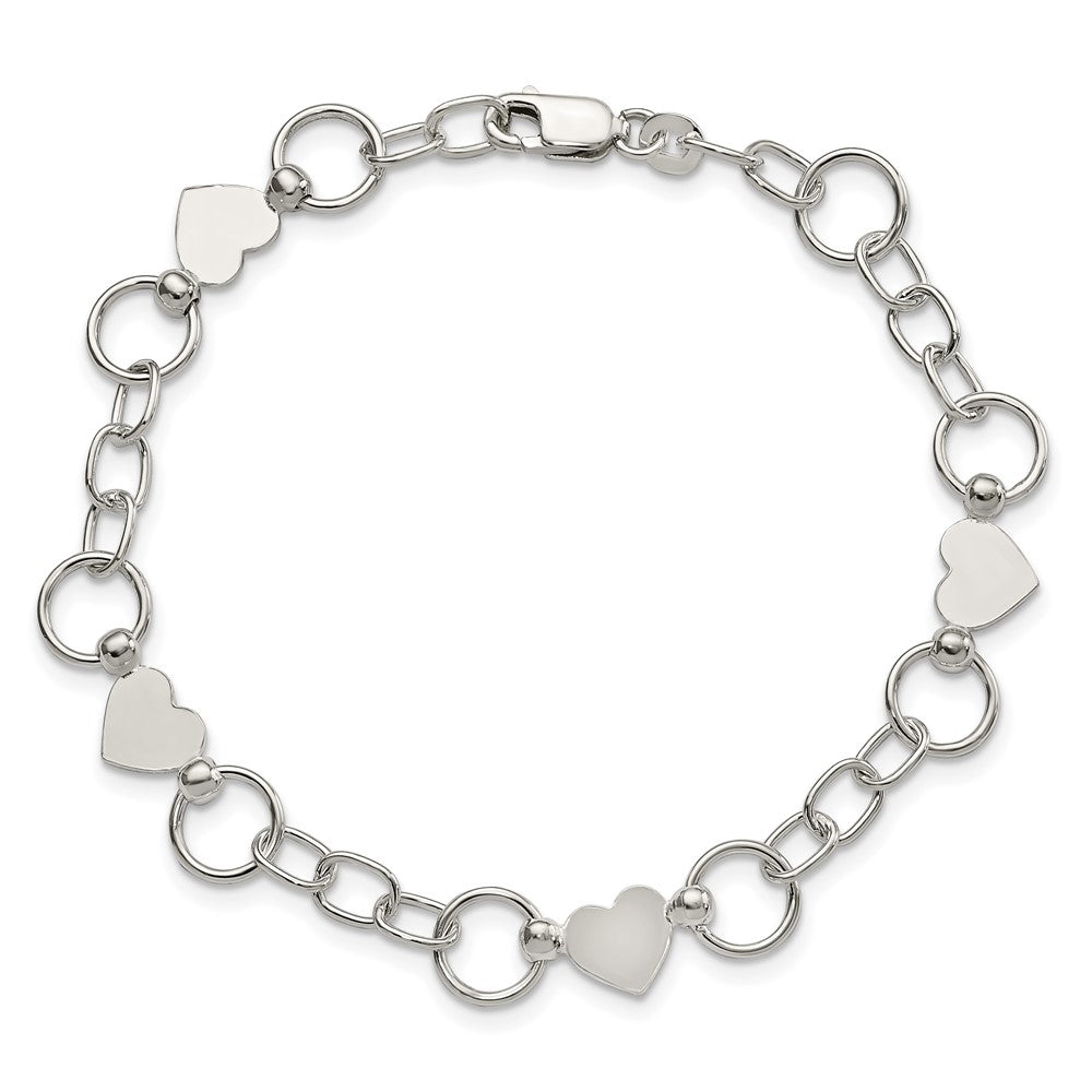 Sterling Silver Heart Bracelet QG2310-7.5