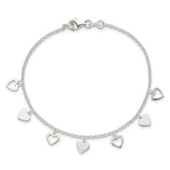 Sterling Silver w/ Hearts Bracelet QG2352-7.5