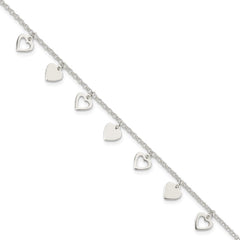 Sterling Silver w/ Hearts Bracelet QG2352-7.5