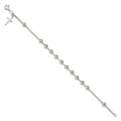 Sterling Silver Cross on Bead Bracelet QG2373-7.25