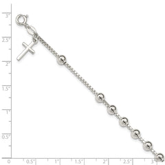 Sterling Silver Cross on Bead Bracelet QG2373-7.25