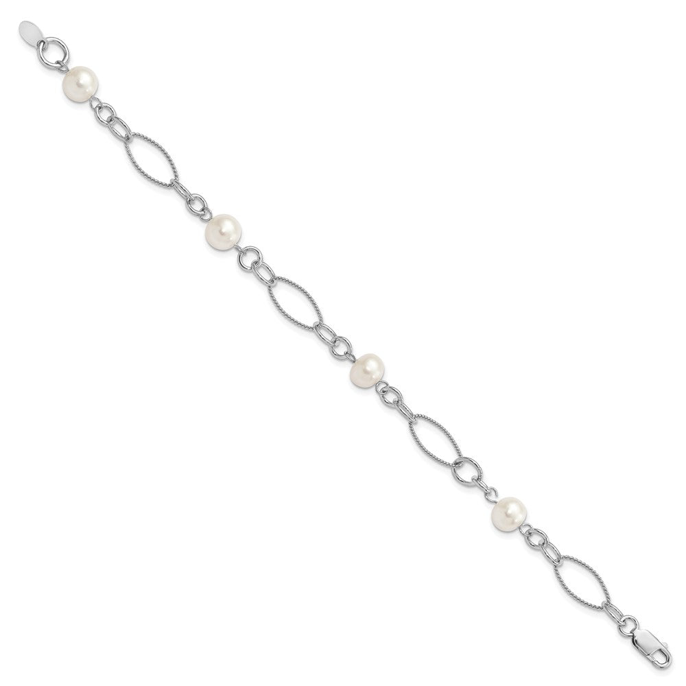 Sterling Silver Rhodium Freshwater Cultured Pearl Bracelet QG2484-7.75
