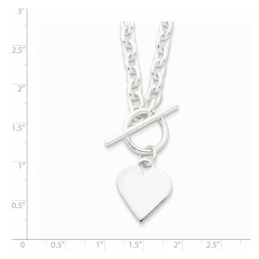 Sterling Silver Engraveable Heart Toggle Necklace QG2532-18