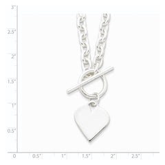 Sterling Silver Engraveable Heart Toggle Necklace QG2532-18