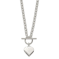 Sterling Silver Engraveable Heart Toggle Necklace QG2532-18