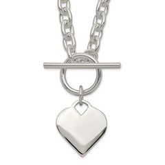 Sterling Silver Engraveable Heart Toggle Necklace QG2532-18